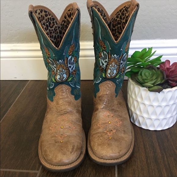 Ariat Rodeobaby Relic bling skull boots size 8B - Picture 3 of 8